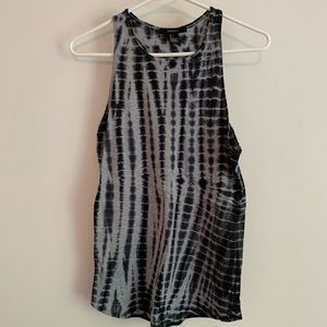 Boho Black/grey tie/dye shibori tank